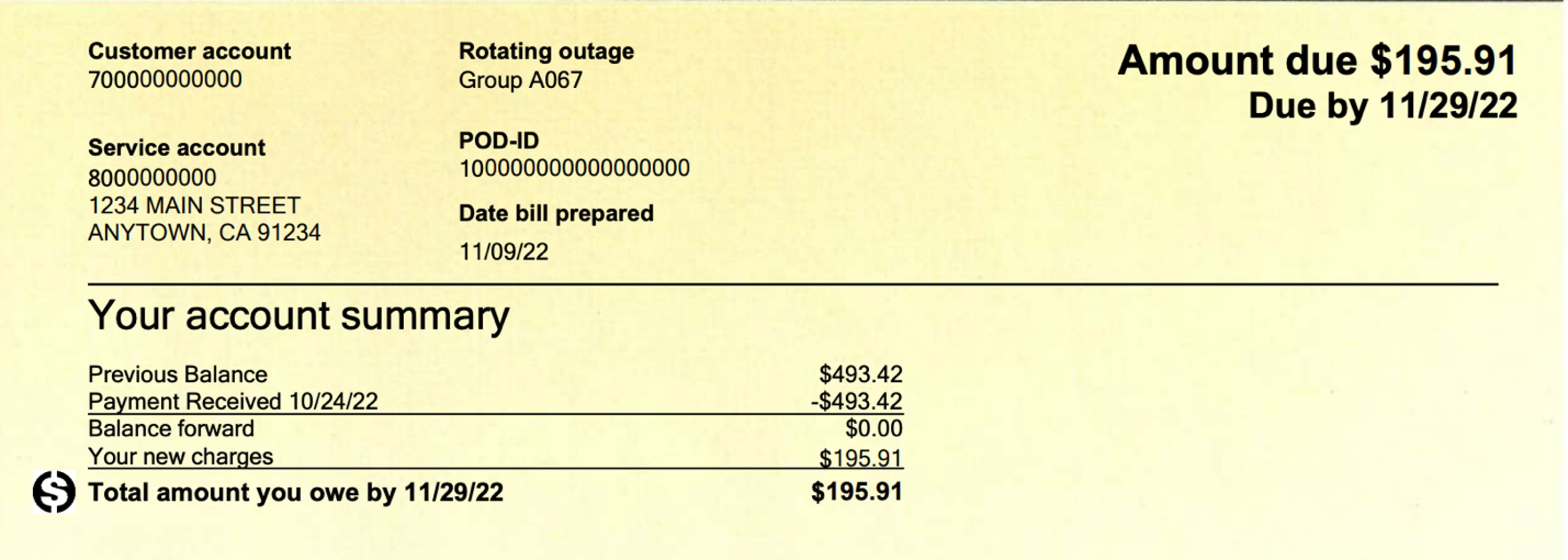 sce bill account summary image